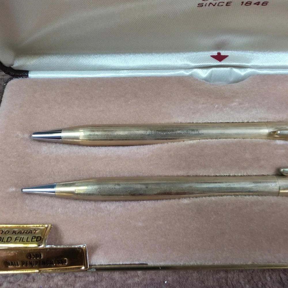 Cross Pen and Pencil Set Mens OS Gold Good 10K Gold Filled 4501 Vintage Case